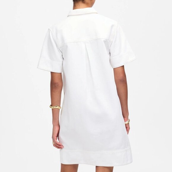 Madewell Denim Popover Western Snaps Mini Dress White Size M NWT - Picture 3 of 9